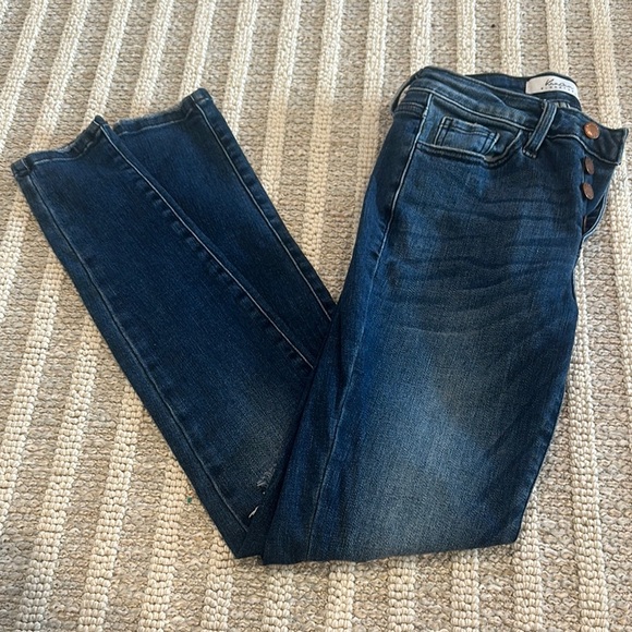 KanCan High Rise Blue Jeans with Subtle Fading - Picture 2 of 5